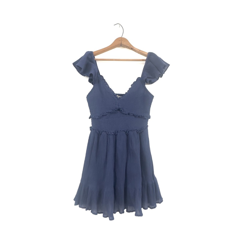 LoveShackFancy Mini Dress Navy Blue‎ 100% Cotton Small